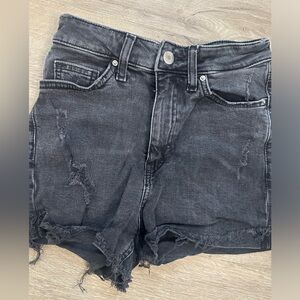 H&M black washed used jean shorts, size 2